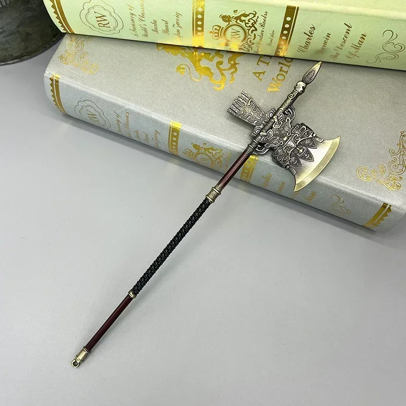 

22cm Chinese Style Ancient Long-handled Axe Bronze Yue Metal Weapon Model Creation of The Gods Movie Replica Decoration Toy Boys