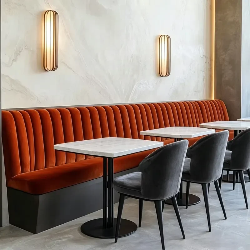 Modern Western Restaurant Half Arc Deck Sofa Table Chair Combination