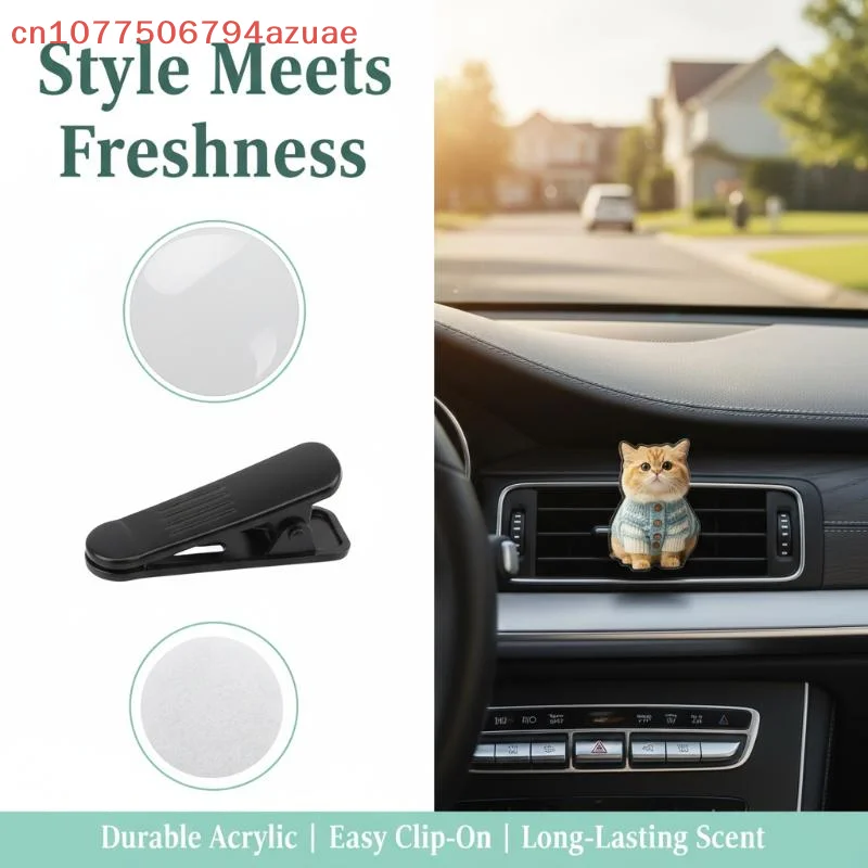Long-lasting Interior Car Air Outlet Cute Cat Aromatherapy Air Freshener Clip Automotive Elegant Deodorant Fresh Accessories