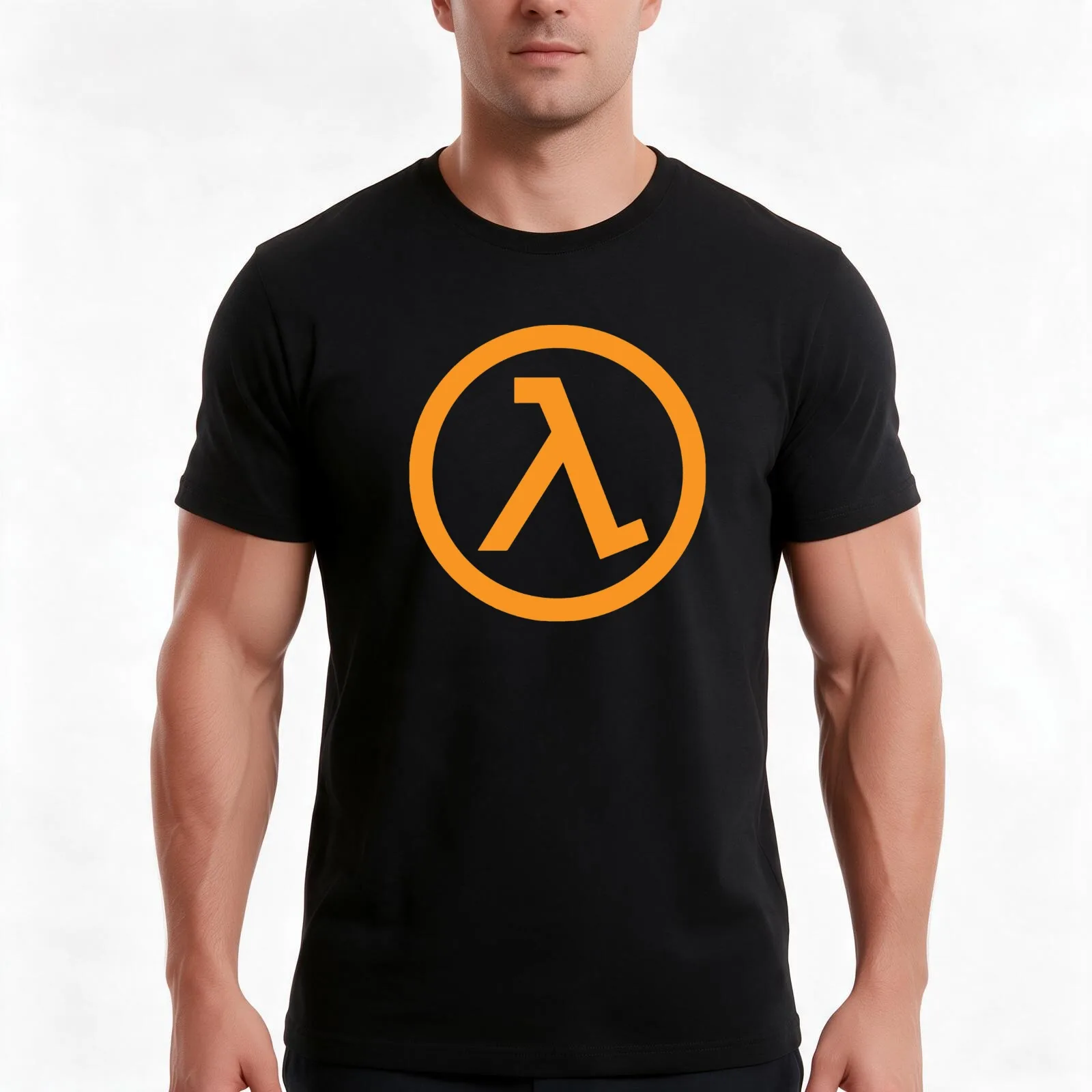 Half-Life Lambda T-Shirt, Summer Casual Cotton Tee, Oversized Streetwear Tops, Vintage Graphic Print, Loose Fit Short Sleeve