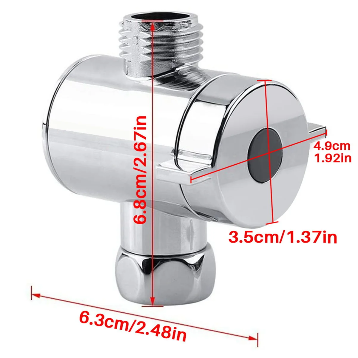 ABS Chrome 3 Way Diverter Hose Fitting T Shape Adapter Connector for Angle Valve Hose Bath Shower Arm Toilet