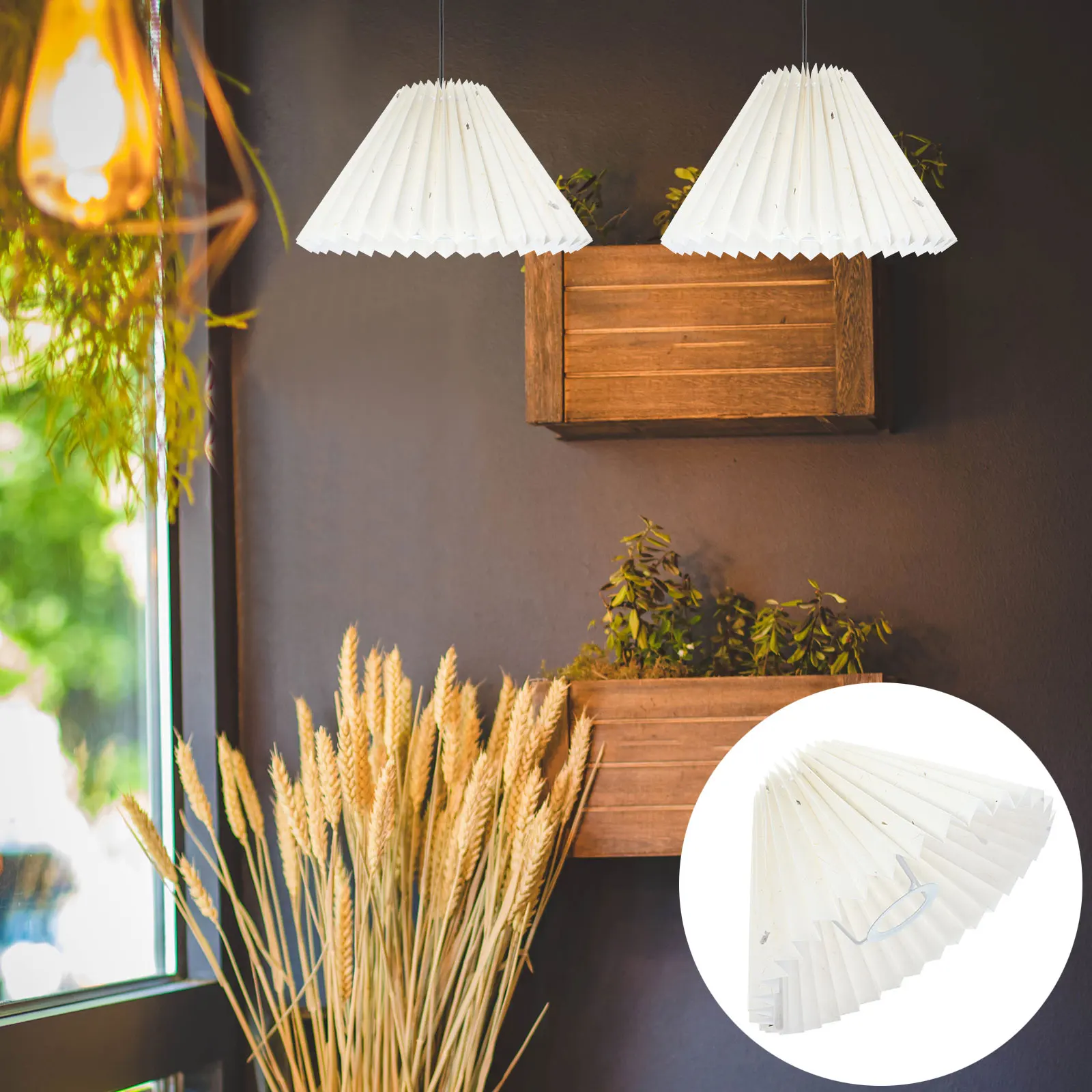 

Pleated Round Lampshade Cover for Table Lamp E27 Cloth Bell Shade Vintage Light Bulb Dustproof Foldable Storage