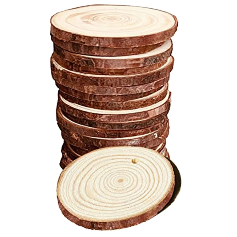 20 Pcs Unfinished Wood Slices 5-6cm, 6-7cm Blank Wooden Slices Wooden Circle for Painting, DIY Craft, Christmas Decor