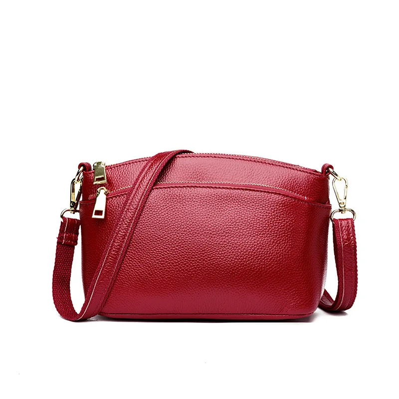 Guangzhou Shiling Bag Women's Leather Handbag Middle-Aged Mother Small Square Closed Toe Layer Leather One-Shoulder Messenger Ba