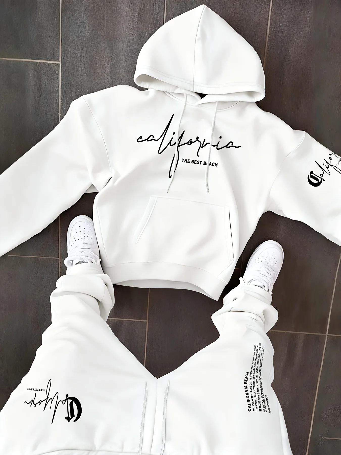 man 2 piece sets Hoodie Tracksuit Trendy Graphic Print Hooded Sweatshirt Casual Sports Jogging Pants Streetwear sets two piece - view 2