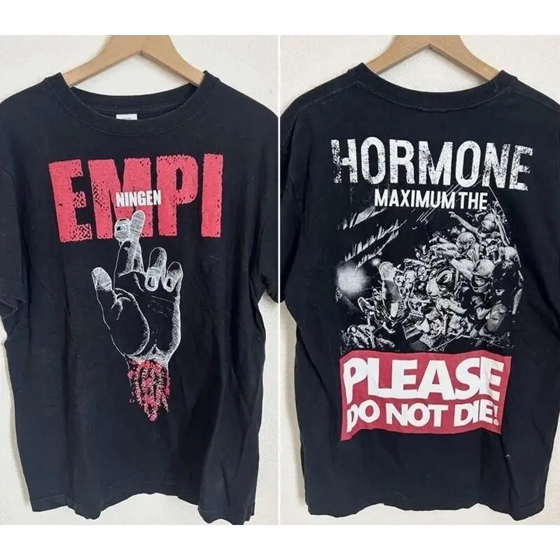 Máximo da banda hormonal 2017 Ningen Empi camiseta preta de 2 lados