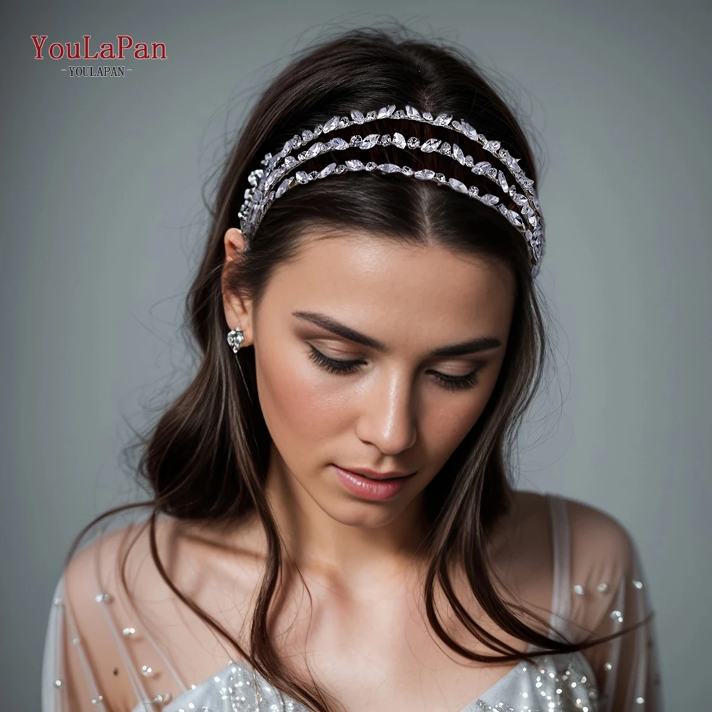 

TOPQUEEN Wedding Hair Accessories Rhinestone Bridal Headband Woman Headpiece Multilayer Crystal Hairband Bride Headdress HP579