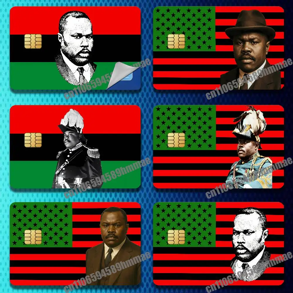 

For Marcus Garvey Black Red Green Africa Panafrikanische Flagge America Paper Sticker Skin Credit Bank Self-adhesive Card Cover