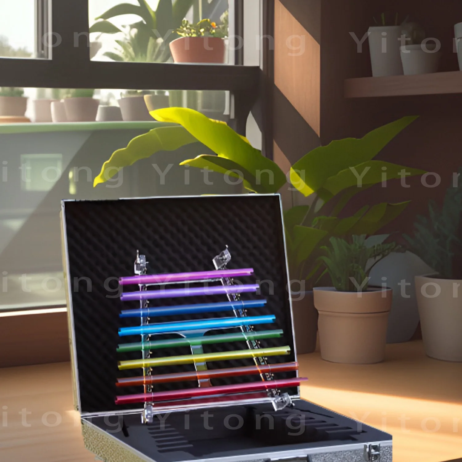 Description Picture 4 of itemLarge Crystal  Colorful Transparent Harp Chakra Crystal Singing Bowl Therapy Set Meditation Instruments