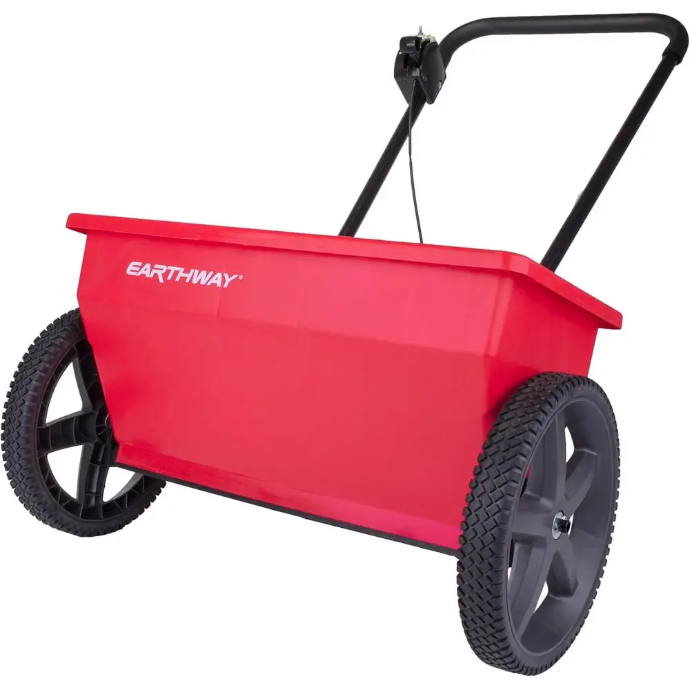 

75lb Red Drop Spreader - Wide 22 Coverage for Weed and Lawn Fertilizer, Adjustable Spreading, Ideal for Lawn Care and Home Use