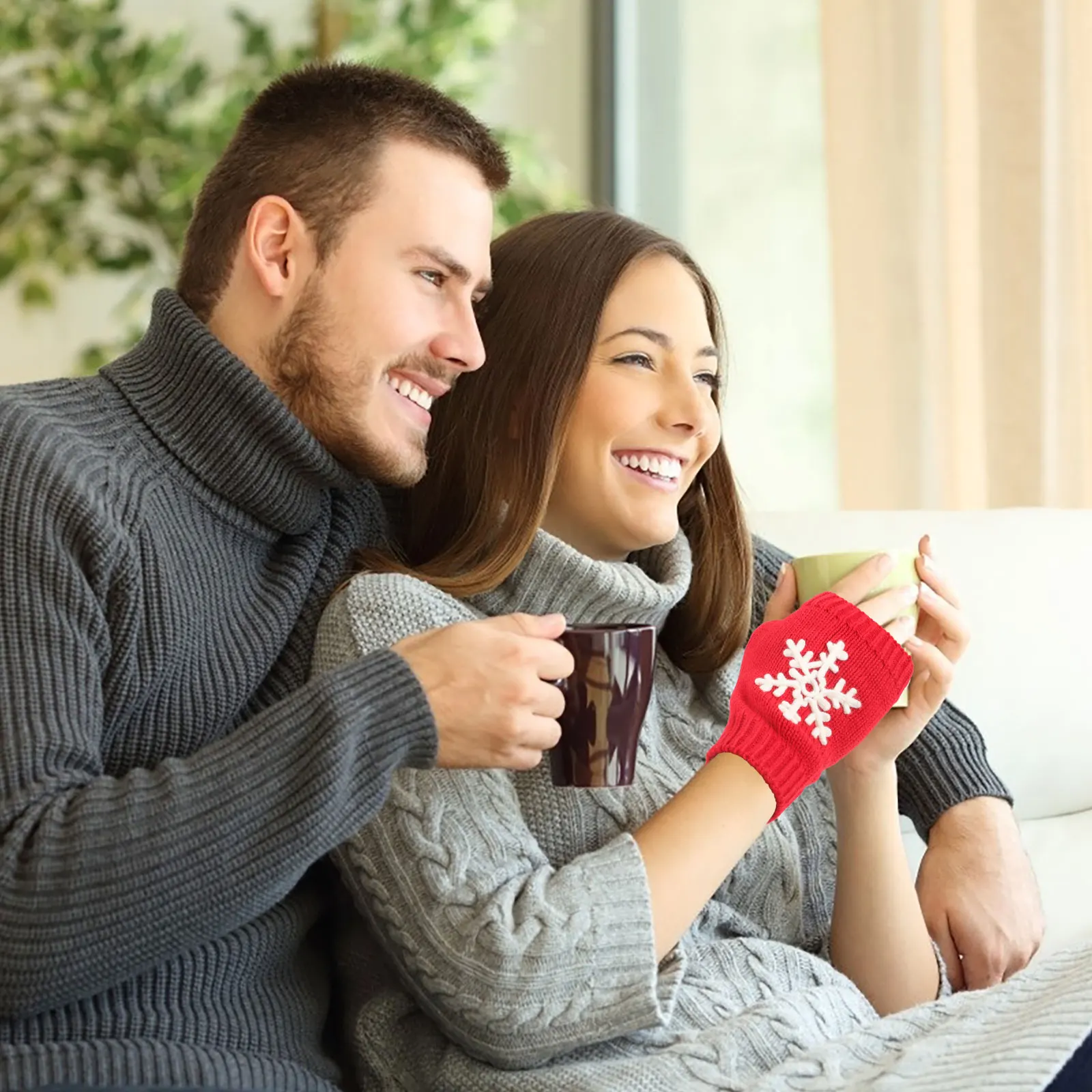 

Christmas Warm Gloves Winter Fingerless Women Water Proof Acrylic Wool Women's Man