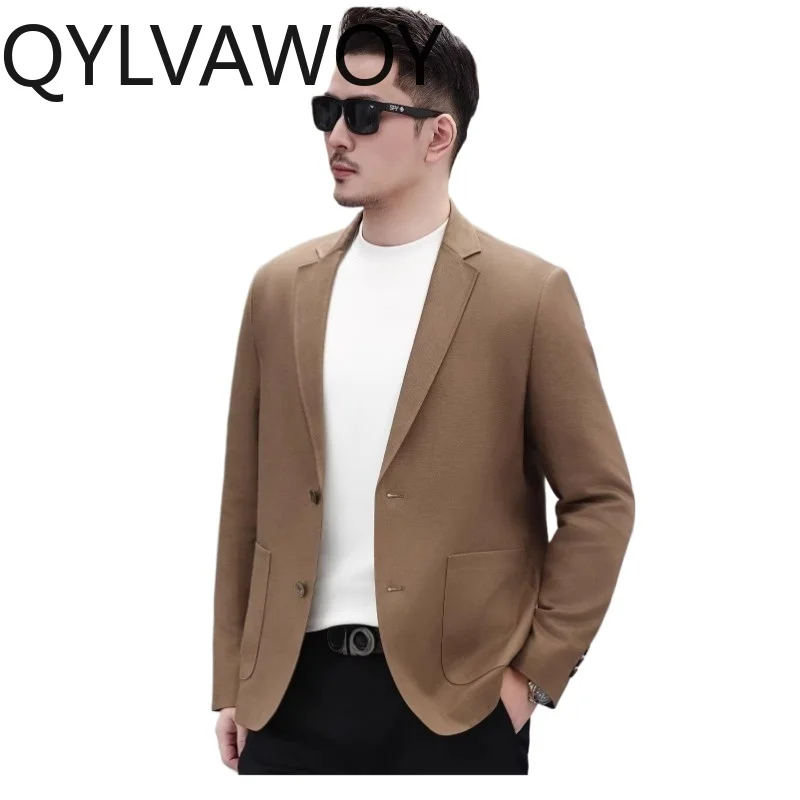 

Мужские костюмы и отдельные элементы гардероба QYLVAWOY: Новый мужской пиджак из лиоцелла и льна, весенняя коллекция, высококачественные повседневные пиджаки и куртки для мужчин