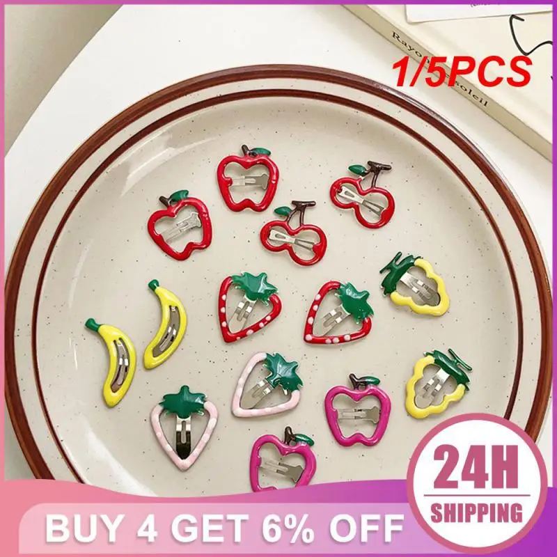 1/5PCS Charming Side Clip Fashionable Childrens Hairpin Strawberry Barrette Best Seller Lovely Durable Gift Hairpin