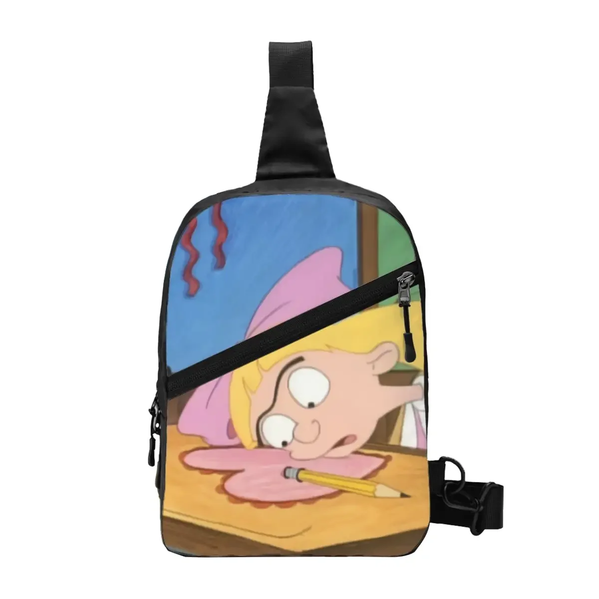 Custom Hey Arnold Anime Comedy Helga Pataki Sling Crossbody Chest Bag Men Fashion Shoulder Backpack for Travel Cycling