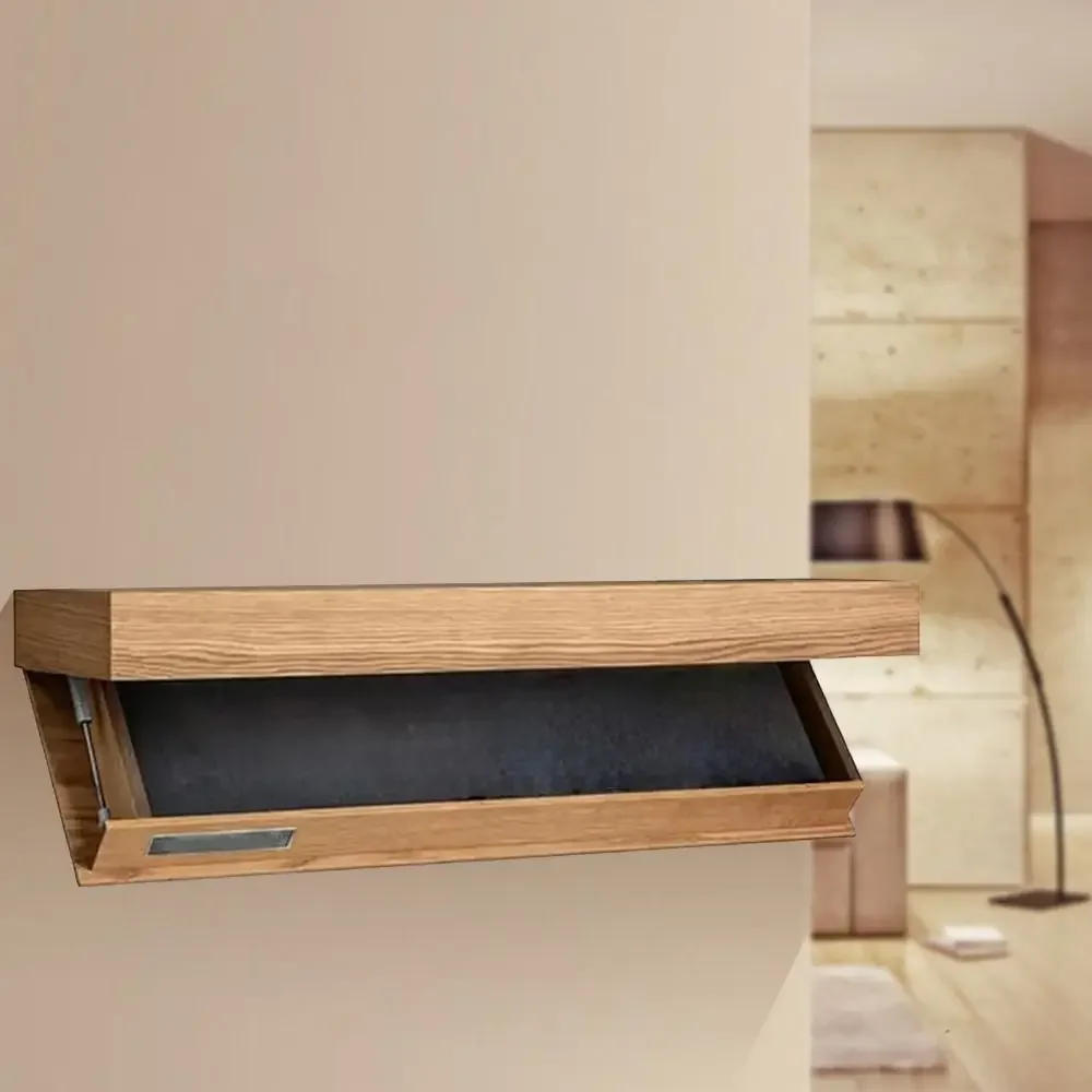 Space Saving Hidden Shelves with Secret Compartment Decorative Solid Color Wooden Magic Flap Shelf Wall Mounted