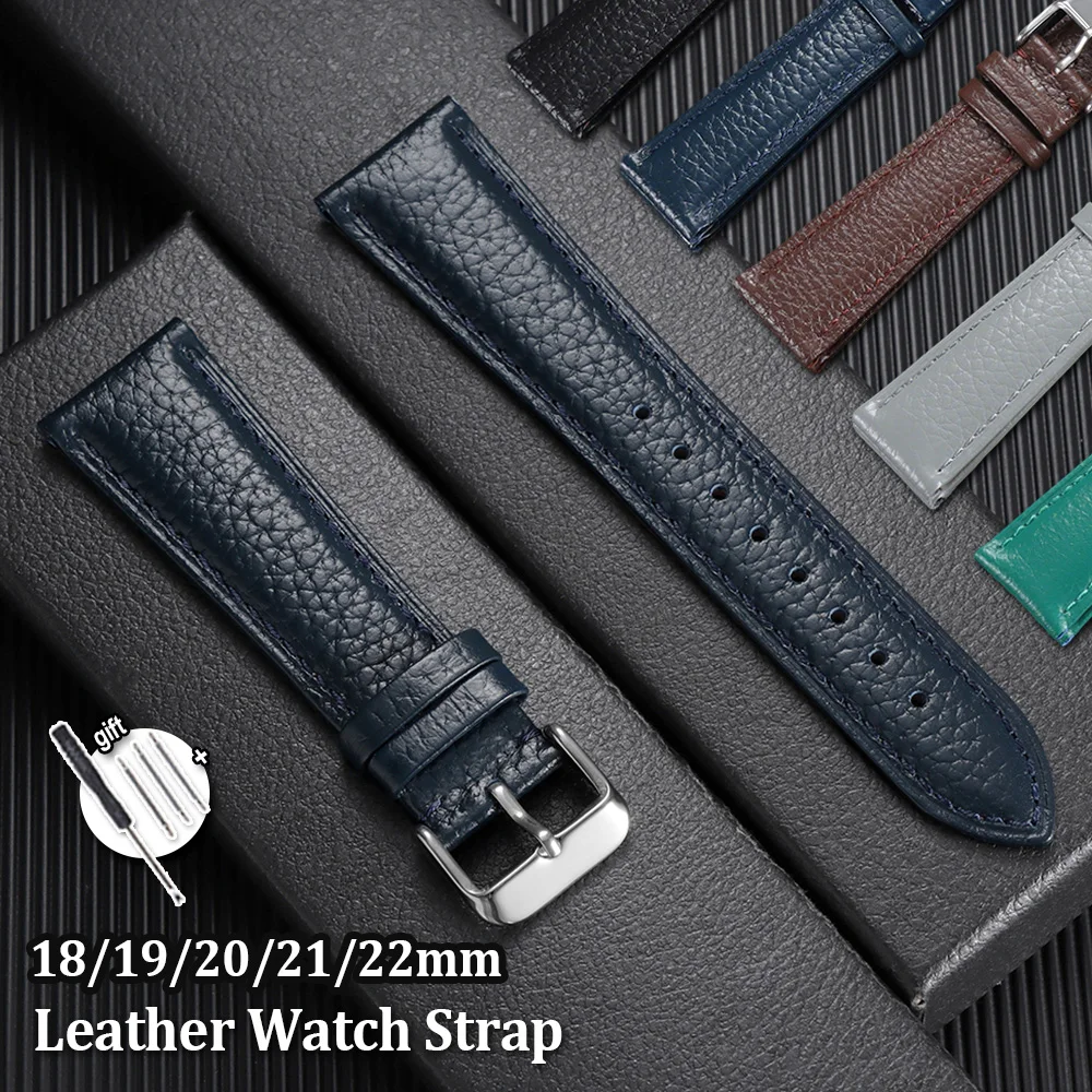 

Premium Cowhide Watch Band 18mm 20mm 22mm 19 21mm Palm Grain Calfskin Strap Men Women Replace Wrist Bracelet for Seiko for Omega
