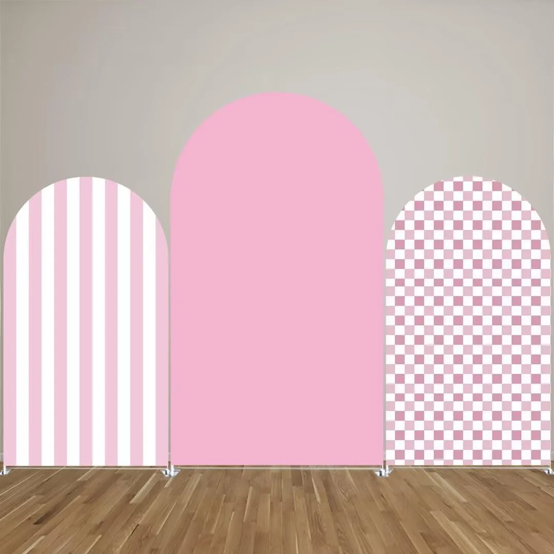 

Mehofond на заказ, двусторонние розовые и белые полосы для девочек, день рождения, вечеринка, чехол для детского душа, арка Chiara, настенный фон, декор, фон