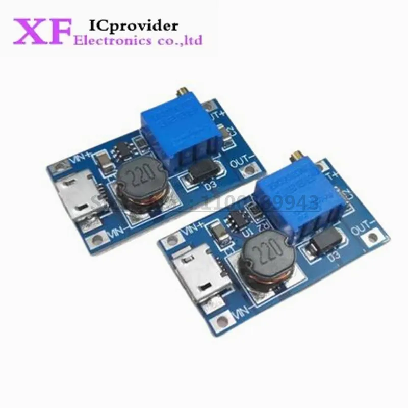 1pcs MT3608 DC-DC Adjustable Boost Module 2A Boost Plate Step Up Module with MRO USB 2V-24V to 5V 9V 12V 28V