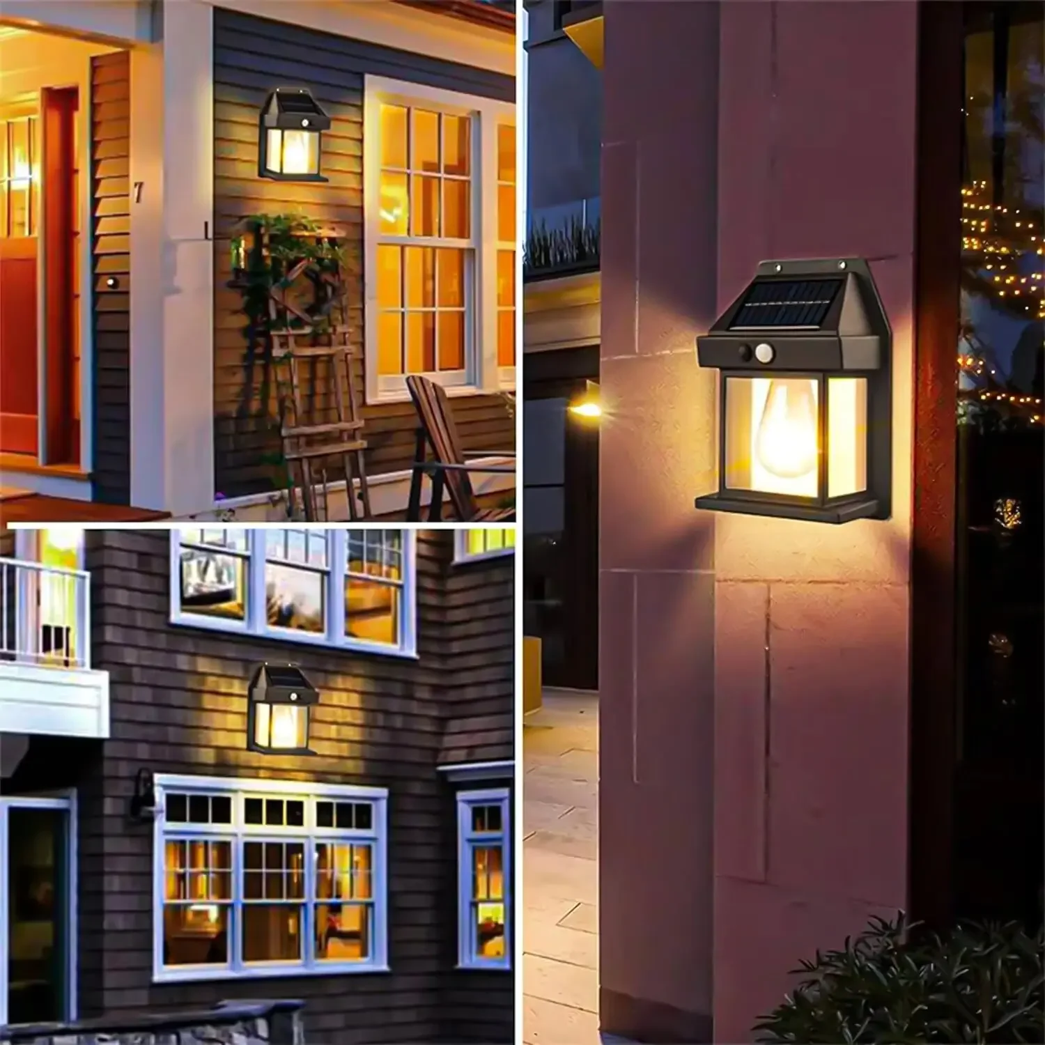 

LED Solar Wall Tungsten Lamp Household Garden Light Villa Lighting， Lamp IP65 Waterproof Intelligent Induction 3 Lighting Modes