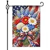Patriotic Red, White & Blue Floral Garden Flag 4th of July Welcome Flag for Memorial Day, Spring & Summer Outdoor Ya cci