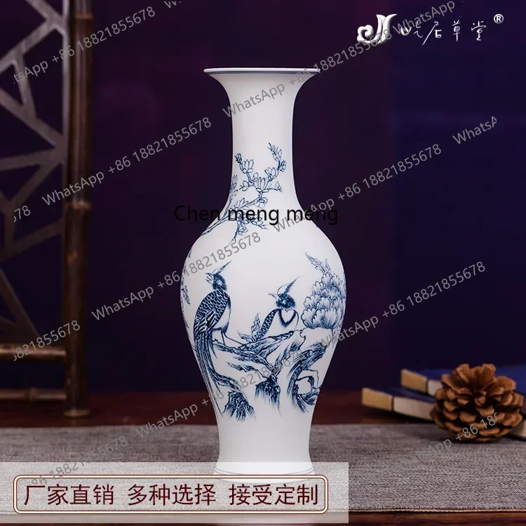 A6239 Hand painted blue and white jintang rich fishtail vase jingdezhen ceramic small vase blue and white porcelain