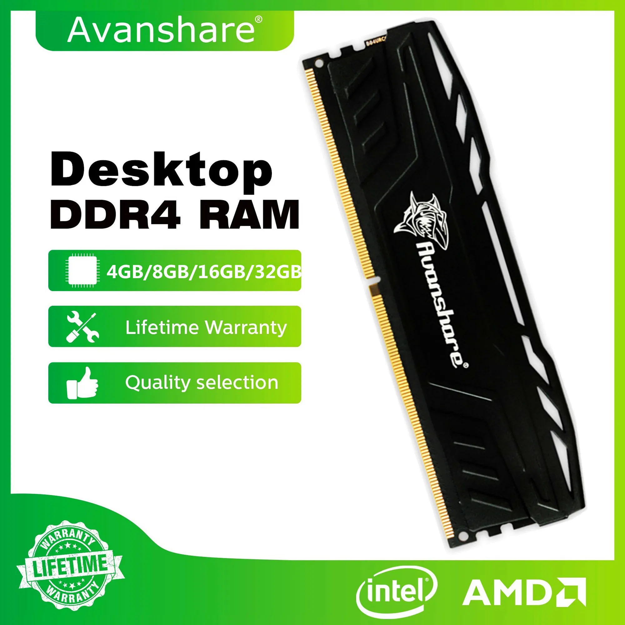 Avanshare DDR4 8GB 16GB 3200MHz 2666MHz 2400MHz DDR4 Ram Memory DDR5 4800MHz 5600MHz 6400MHz 32GB UDIMM 288pin Desktop Memory