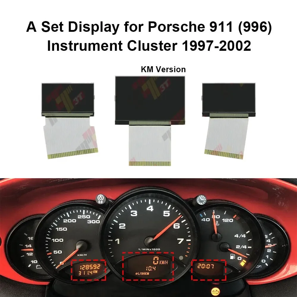 Dashboard LCD A Set Display for Porsche 911 996 and 986 Boxster Instrument Cluster KM Version