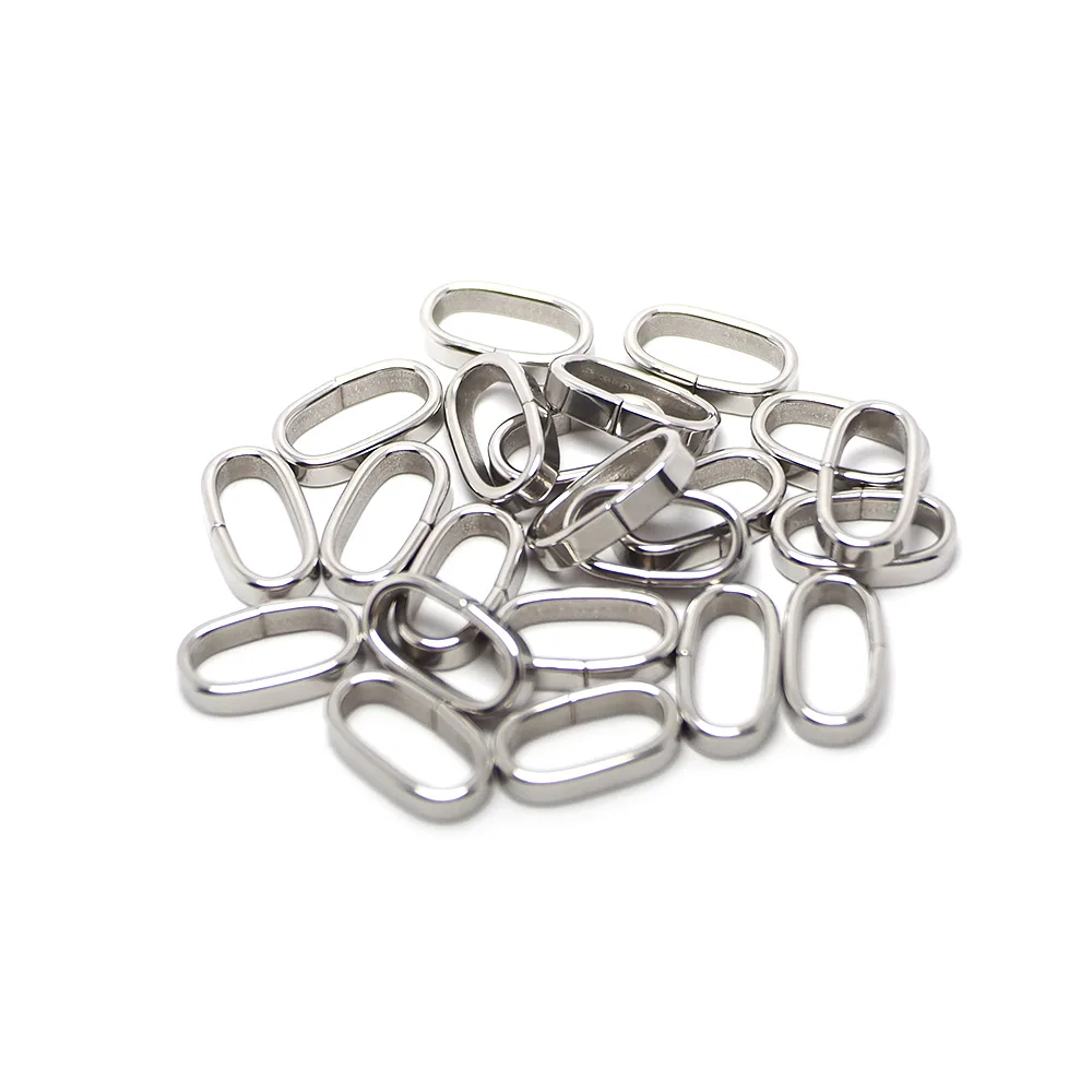 10pcs Leather Loop Fastener,Flat Oval Leather Findings,Leather Strap Buckle,10x4mm Smooth Stainless Steel Leather Sliders