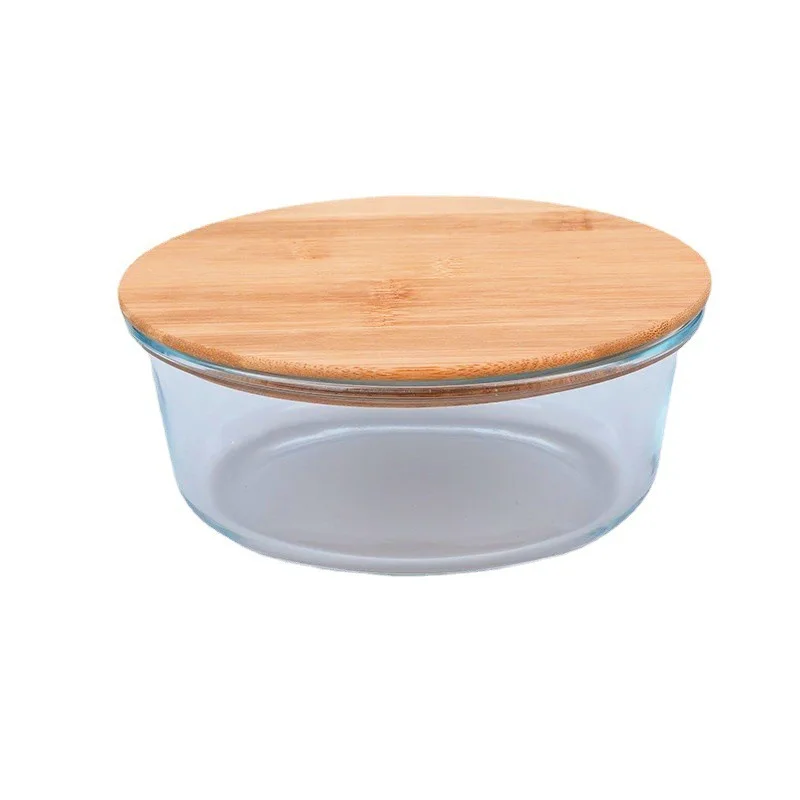 Microwave Safe Glass Lunch Box with Bamboo Lid Sealed Preservation Container Transparent Glass Bowl for Easy Meal Prepping view 5
