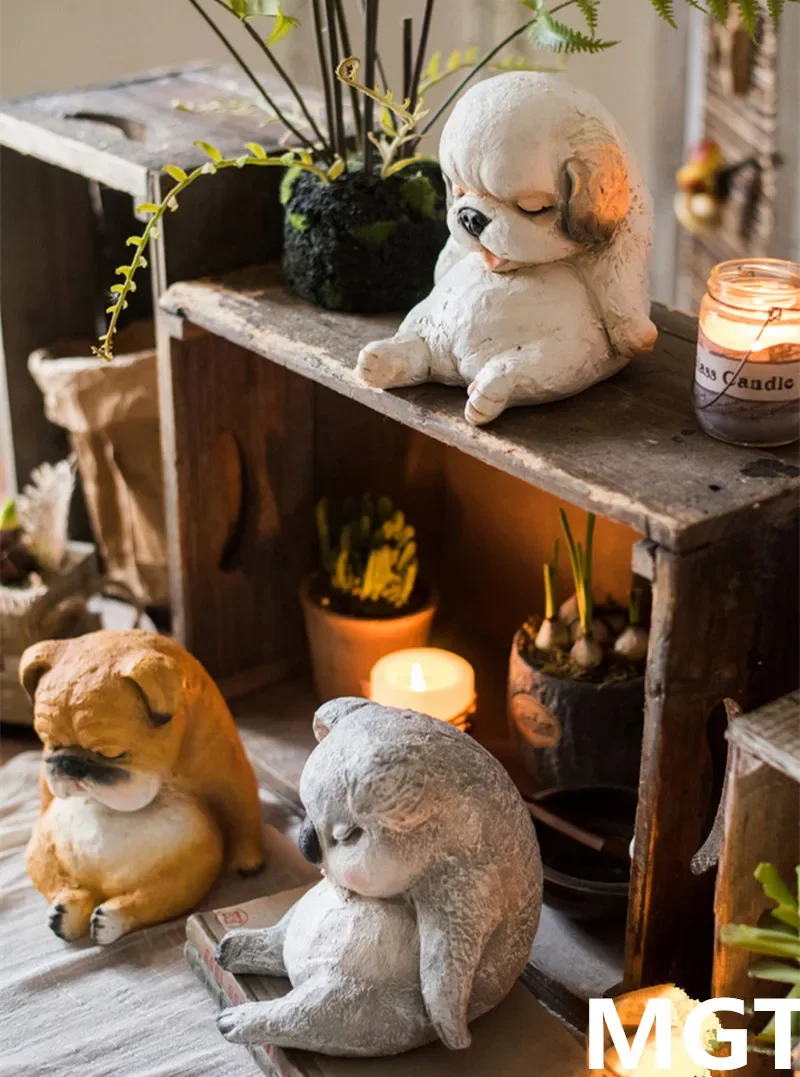 [New] European Creative resin sculpture sleepy pet koala/dog modern home garden decoration crafts living room decoration statues