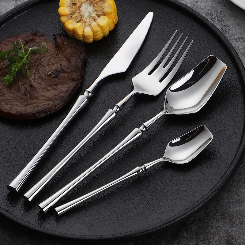 Russia Cutlery Set Tableware Sets Of Dishes Knife Spoons Forks Set 18/10 Stainless Steel Cutlery Dinnerware Spoon Kitchen Set