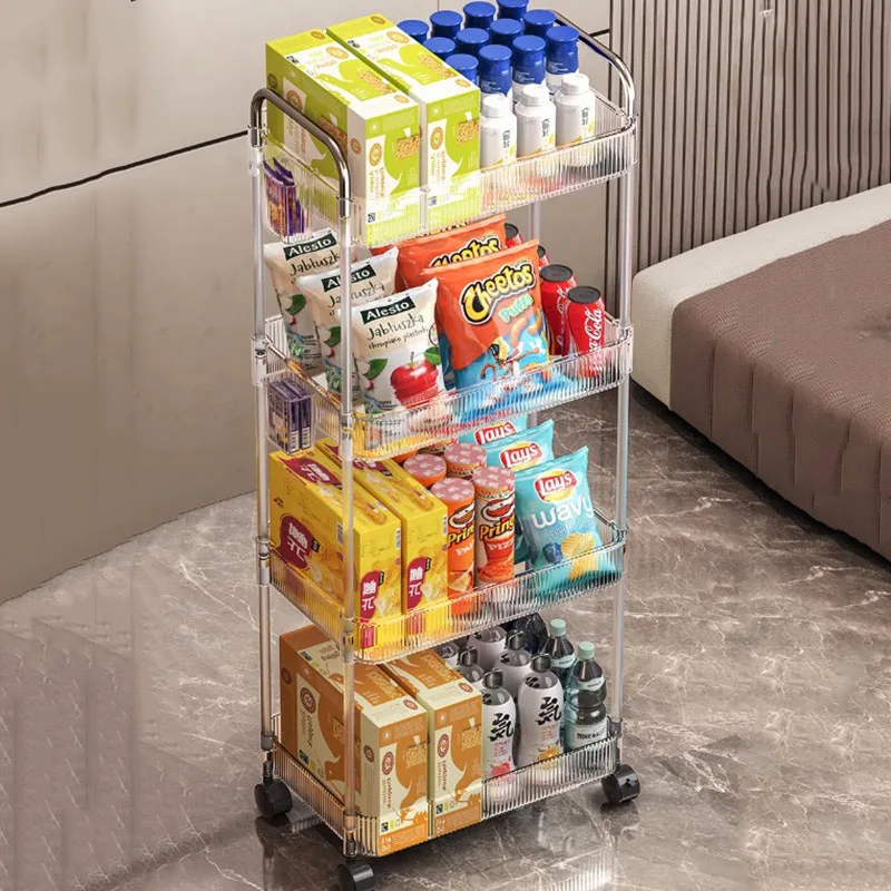 Small Rack Trolley Kitchen Transparent Mobile Storage Rolling Trolley Small Utility Carrito Organizador Con Ruedas Furniture image 3