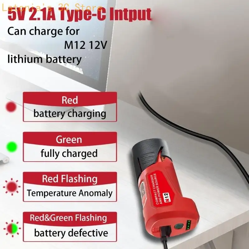Lightweight Battery Power Source Adapter for N12 12V Battery Temperature Monitor X3UB