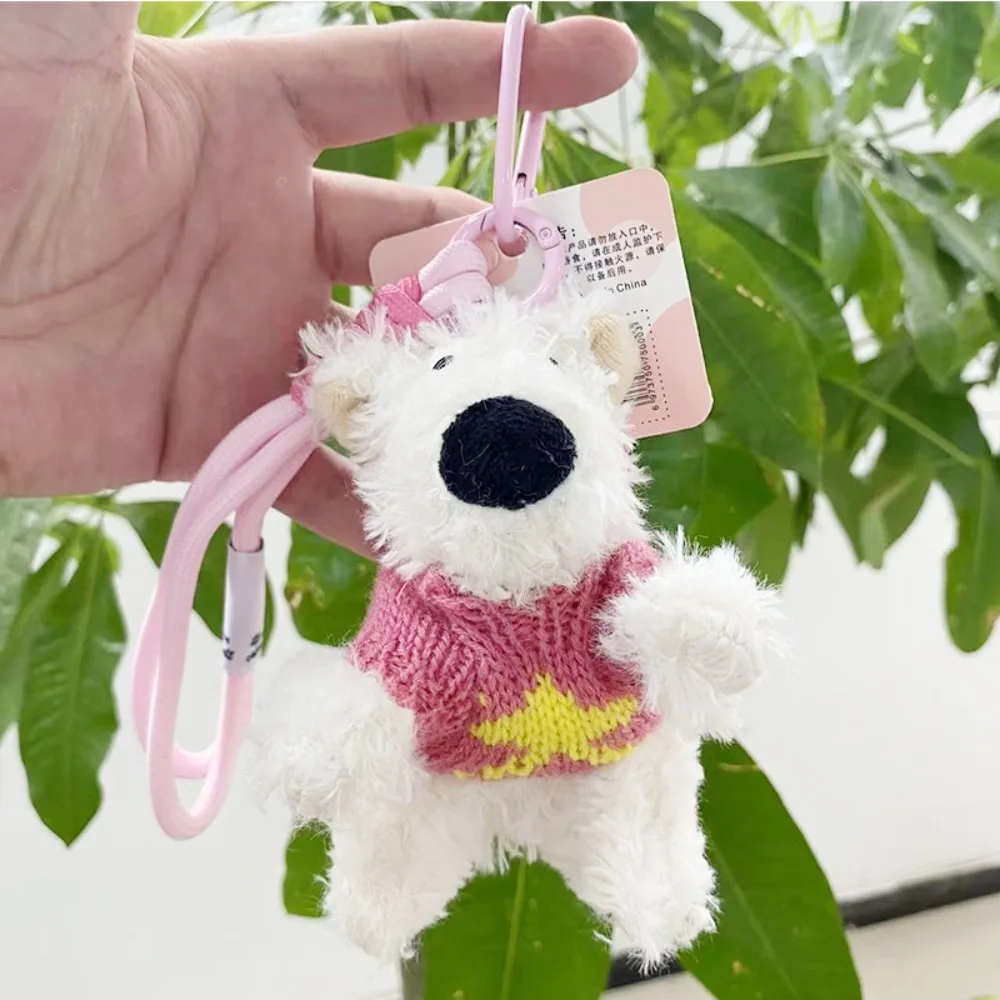 Creative Western Highland Dog Keychain Bag Accessories Hangings Ornament Plush Toy Doll Cute Plush Hangings Car Keys Accessories