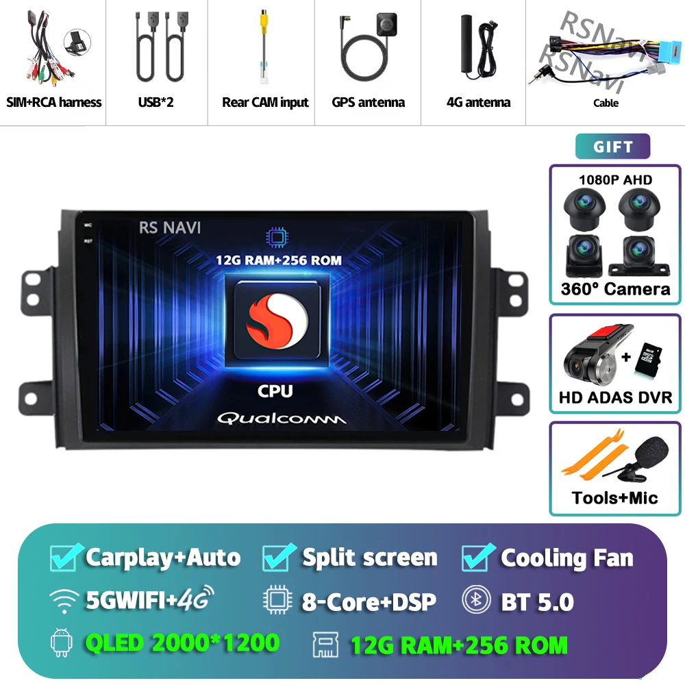 Android 15 Carplay Autoradio Multimedia Voor Suzuki SX4 SX 4 2006-2013 Head Unit BT GPS video DVD DSP Speler Autoradio Stereo