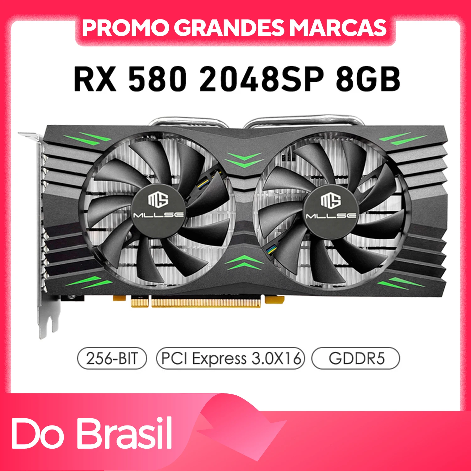 بطاقة رسومات الألعاب MLLSE AMD Radeon RX 580 8GB GDDR5 256-bit PCI Express 3.0 × 16 8Pin 14 NM GPU Desktops Placa De Video Card