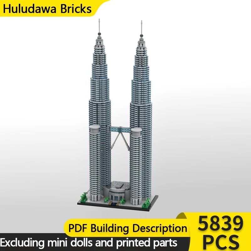 

Street View Model MOC Building Bricks City Center Petronas Towers Modular Technology Children Holiday Gifts Assemble Toys Suit
