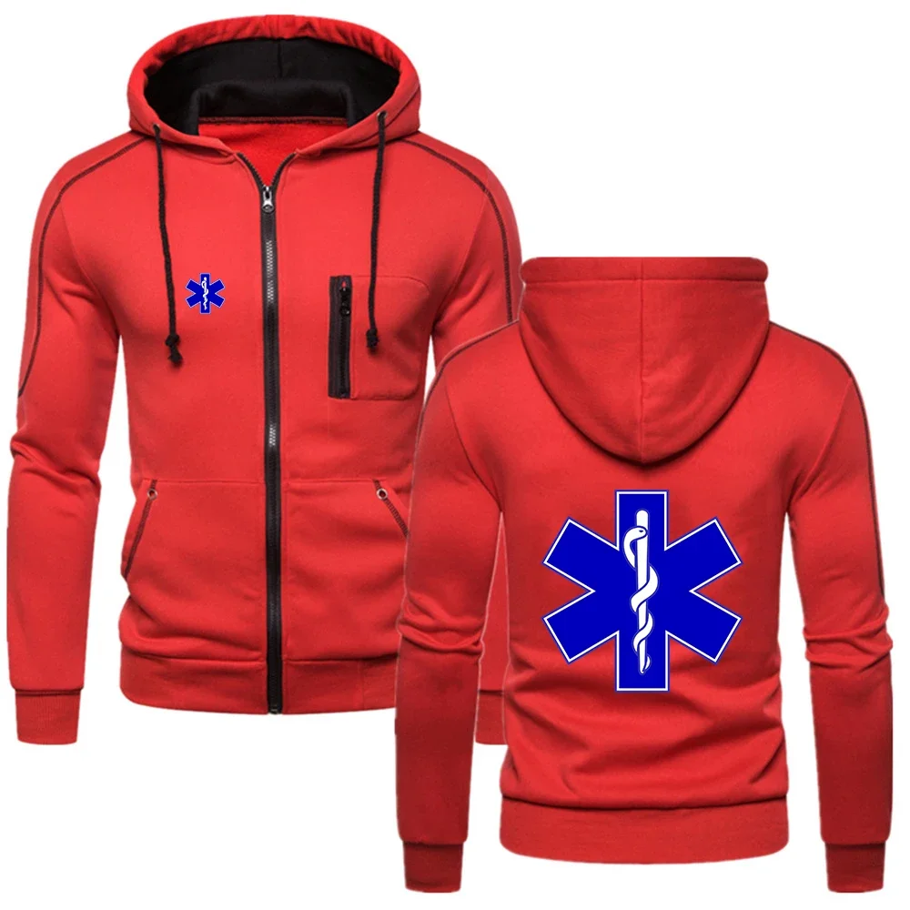 

Spring 2024 EMT Paramedic Emergency Medical For Men Thickened Thermal Hoodie For Casual O-neck Sweatshirt Solid Colored Tops