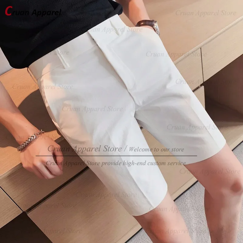 Classic Men's Suit Shorts Summer Beach Holiday Casual Short Pants 1 Piece Tailor-made Male Fashion Slim Fit Black Trousers