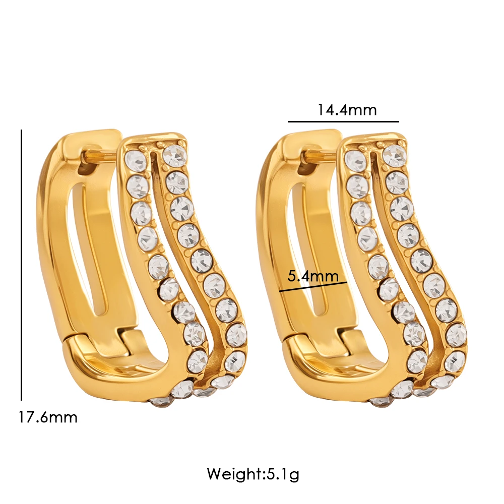 Neu eingetroffen: Modische Ohrstecker, Ohrringe, Creolen, Hochzeitsschmuck, Geschenkideen, Ohrringe für Damen, 18 Karat vergoldeter Edelstahl. – Detail 7