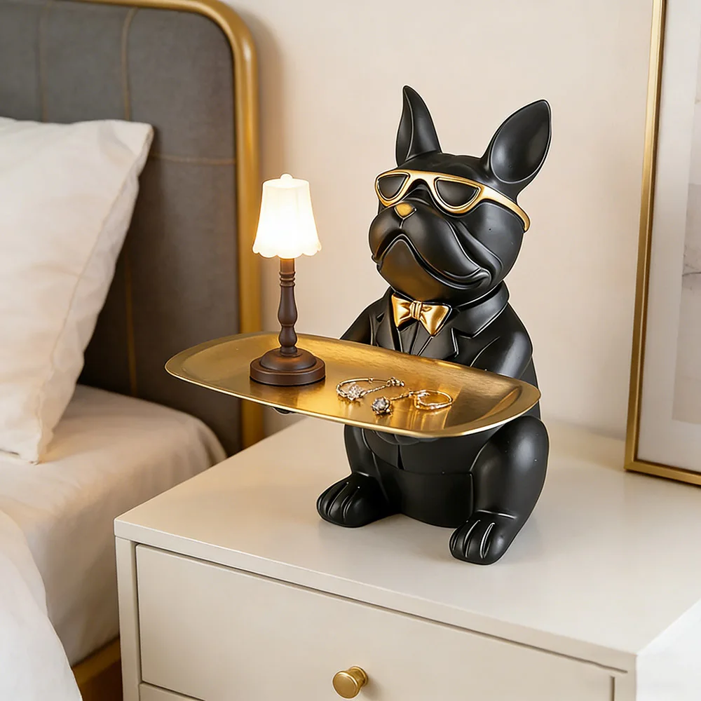 Creative Bulldog Tray Animal Statue Creative Ornament Living Room Bedroom Miscellaneous Storage Home Decoration Gift - view 6