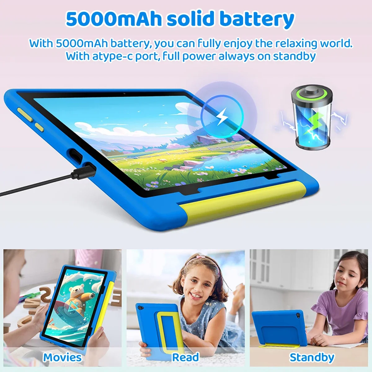 تابلت للأطفال أندرويد 15 تابلت للأطفال 10 بوصة 20 جيجابايت + 64 جيجابايت 8 النواة مع حافظة 1 تيرابايت TF قابلة للتوسيع للتحكم الآلي للأطفال الصغار