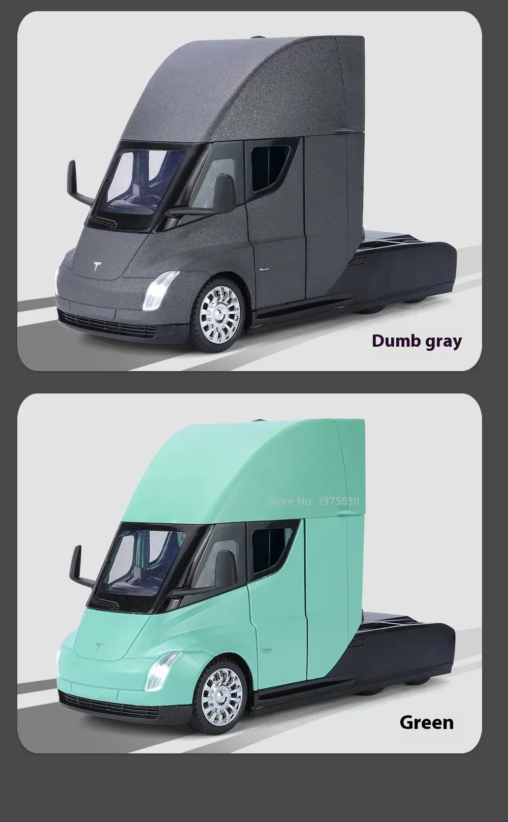 Model ciężarówki Tesla Semi 1:24, odlew stopu, z napędem pull-back, model pojazdu, kolekcja dla chłopców, modny prezent, ozdoby.