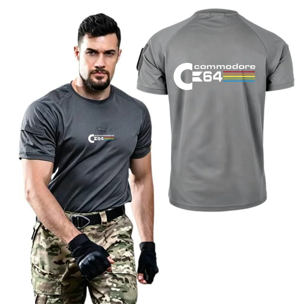 Stylish Mens Tshirt Military Tacitcal Training Short Sleeved Shirt Commodore 64 C64 Amiga Computer Tees Casual Sports T-shirts