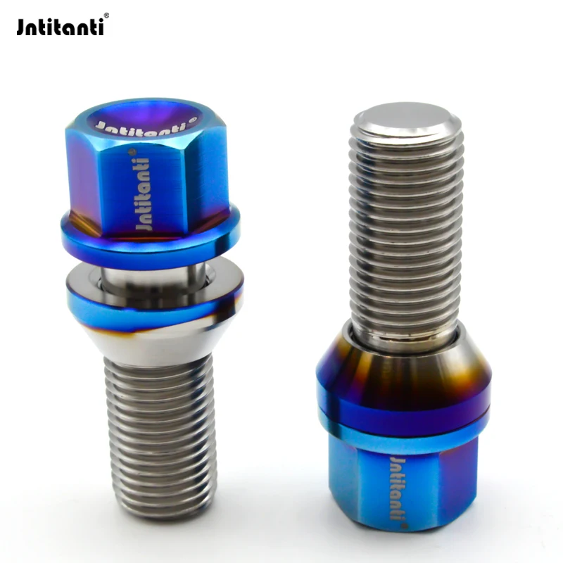 

Jntitanti Factory High performance Gr.5 titanium lug bolts M12*1.5*35-60mm with cone seat spacer free washer free washer