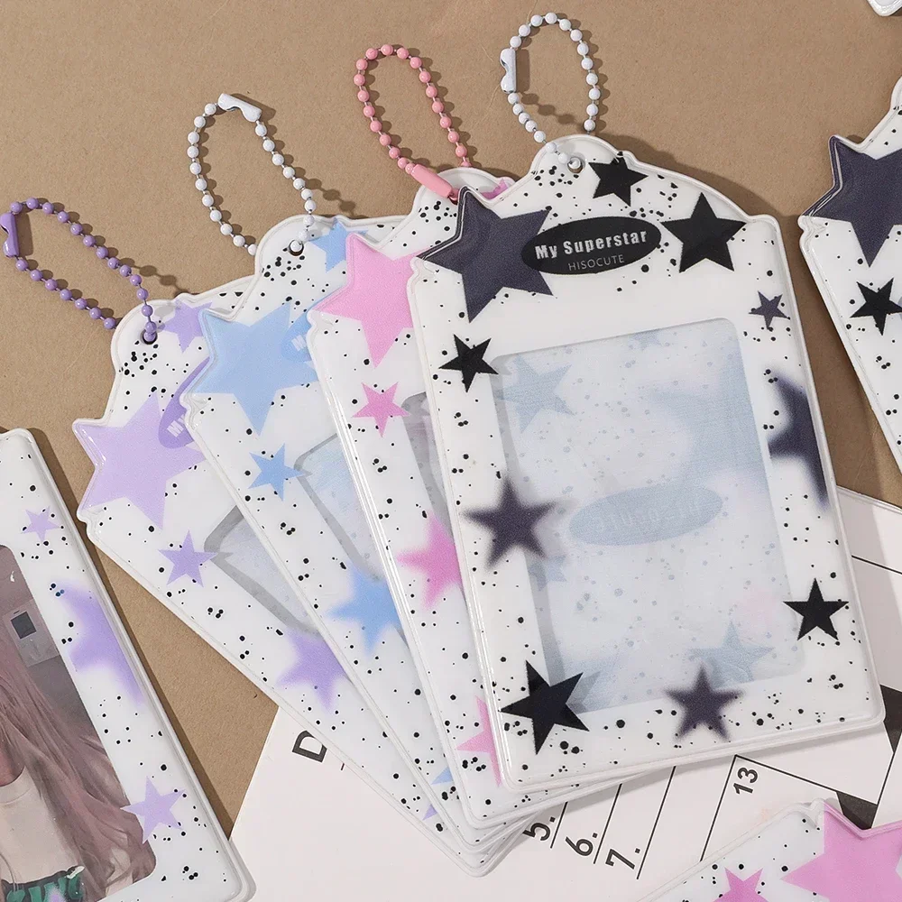 1/4Pcs 3inch Kpop Photo Card Holder Colored Toploaders Seelve with Keychain Anti-scratch Idol Photocard Protective Storage Shell