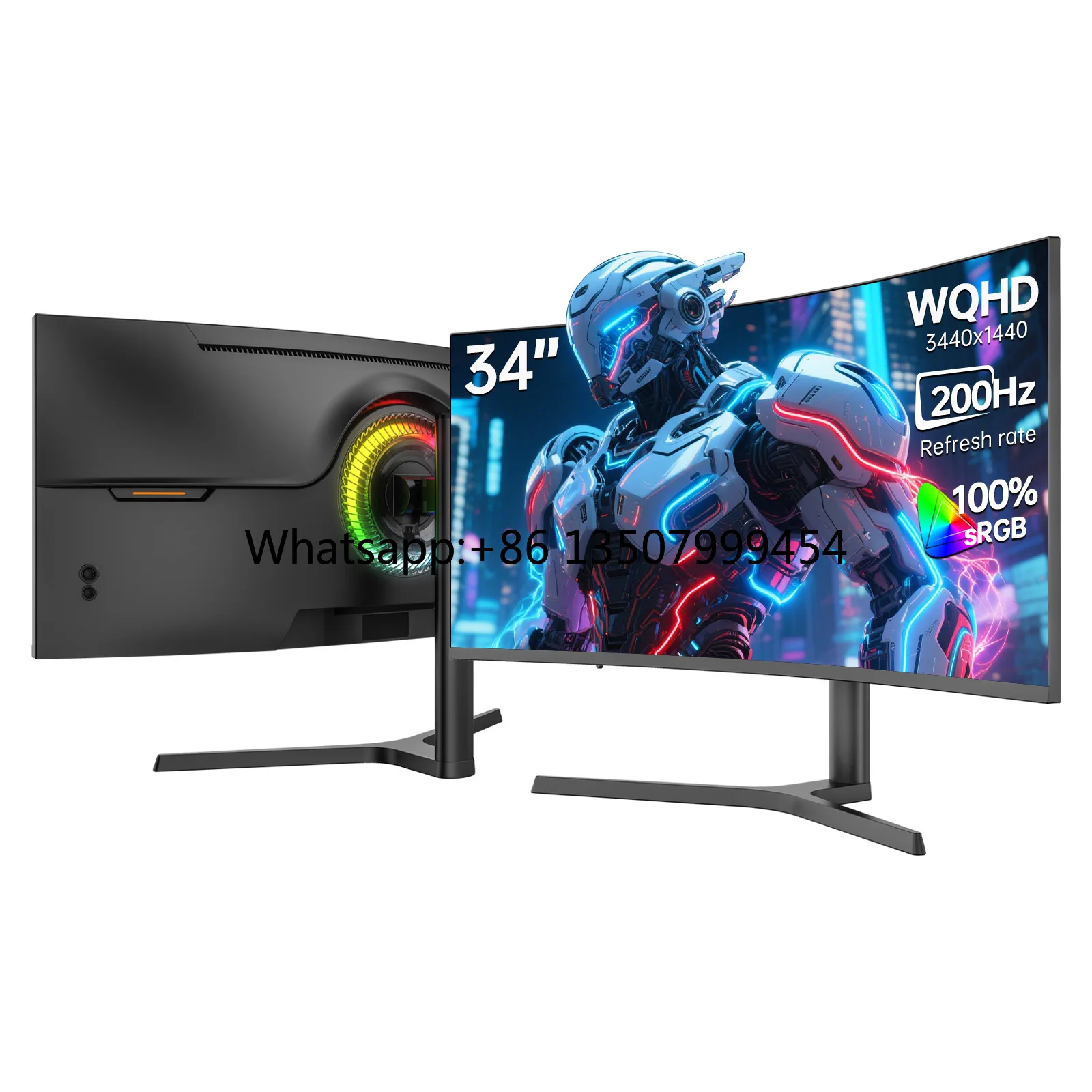 34 Inch Curved Monitor Manufacturer Gaming Desktop Monitor 3440*1440 200Hz VA PC Display for Corporate Buying 1 Year Warranty