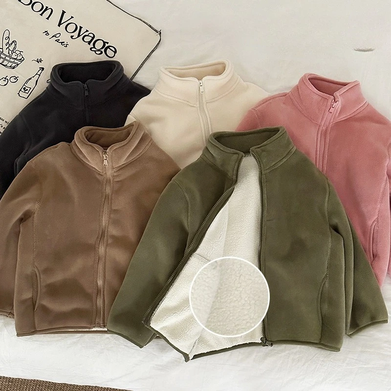 Orly chaqueta de terciopelo moda de otoño e invierno Linda moda Casual todo fósforo Color sólido chaqueta cálida ropa para niños