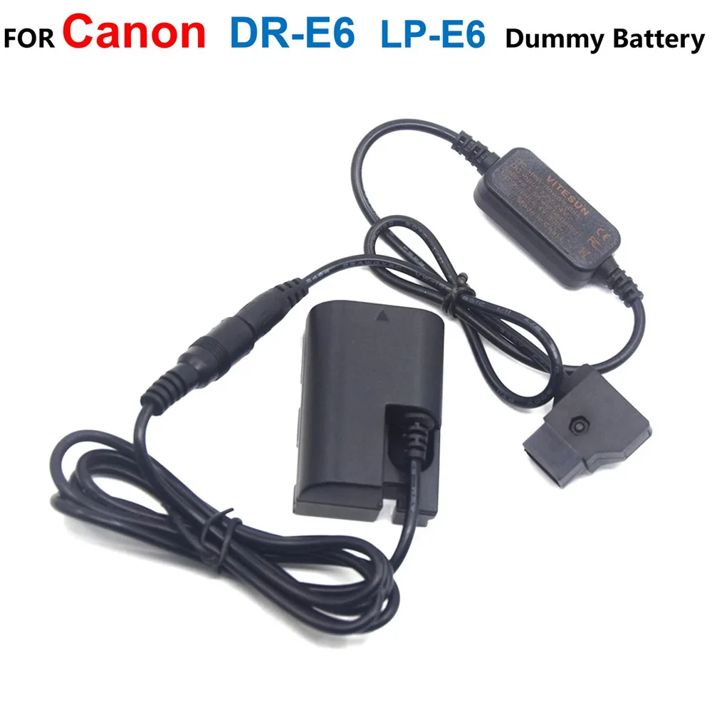 D-TAP Dtap 12-24V To 8V Step-Down Cable ACK-E6 +LP-E6 Dummy Battery DR-E6 DC Coupler For Canon EOS 5D2 5D3 6D 7D 60D 5D Mark III