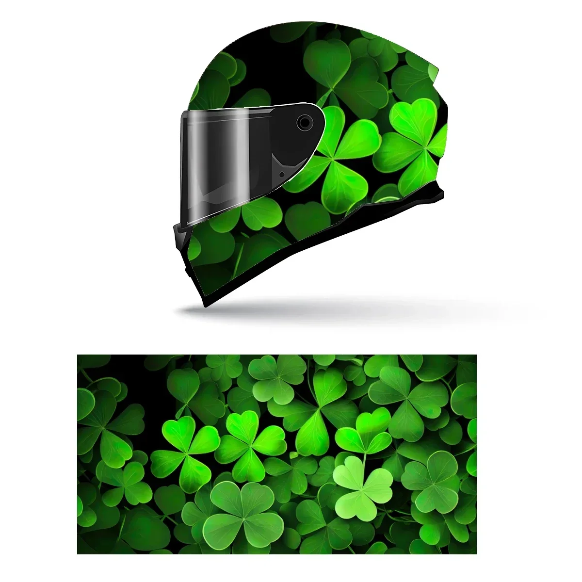 

Green Clover Leaves Design Full Helmet Wrap Sticker Motorcycle Helmet Racing Graphic Decal Vinyl Wrap Helmet Decorative Sticker